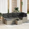 Image de Ensemble de Canapé de Jardin 7 Pièces avec Coussins en Gris Poly Rattan, Canapé de Jardin 2 Places avec Rangement & Coussins 3354451