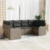 Image de Ensemble de 6 pièces de canapé de jardin avec coussins gris en poly rattan, Canapé de jardin 2 places avec rangement 3354508
