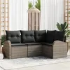 Image de Ensemble de canapé de jardin 4 pièces vidaXL avec coussins gris en rotin poly, Canapé de jardin 2 places vidaXL 3354688