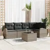 Image de Ensemble de Canapé de Jardin 5 Pièces avec Coussins Noir Poly Rattan 3354718