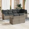 Image de Ensemble de Canapés de Jardin 7 pièces avec Coussins Gris Poly Rattan, Canapé de Jardin 2 Places avec Rangement & Coussins 3354748