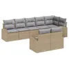 Image de Ensemble de canapé de jardin 8 pièces avec coussins Beige Poly Rattan, Canapé de jardin 2 places avec rangement et coussins 3354759