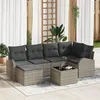Image de Ensemble de Canapé de Jardin 7 Pièces avec Coussins Gris Rattan Poly 3354791