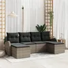 Image de Canapé de jardin vidaXL 6 pièces avec coussins gris en poly rotin, Canapé de jardin vidaXL 2 places avec rangement et 3354818
