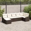 Image de Ensemble de Salle à Manger de Jardin de 7 pièces avec Coussins Rattan en Poly Marron