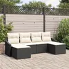 Image de Set de jardin de 6 pièces avec coussins en rotin synthétique noir