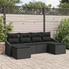 Image de vidaXL Ensemble de salle à manger de jardin de 6 pièces avec coussins en rotin poly noir 3355502