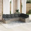 Image de Ensemble de jardin de 8 pièces avec coussins en poly rotin gris clair