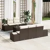 Image de Ensemble de Canapé de Jardin en 6 Pièces avec Coussins Marron Poly Rotin