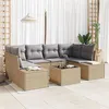 Image de Ensemble de Canapé de Jardin 7 Pièces avec Coussins Beige Poly Rattan