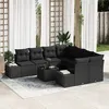 Image de Ensemble de canapés de jardin 9 pièces avec coussins Noir Rotin synthétique