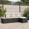 Image de Ensemble de canapé jardin 4 pièces avec coussins noir en rotin synthétique