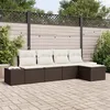Image de Ensemble de canapé de jardin de 5 pièces avec coussins en polyrotin marron