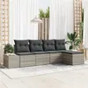 Image de Ensemble de canapé de jardin 5 pièces avec coussins gris clair en poly rotin