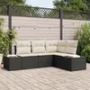 Image de Ensemble de Canapés de Jardin 4 Pièces avec Coussins Noir Rattan Poly