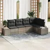 Image de Ensemble de canapés de jardin 5 pièces avec coussins gris en rotin synthétique