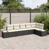 Image de Ensemble de Canapés de Jardin 6 Pièces avec Coussins Noir Rattan Poly