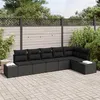Image de Ensemble de Canapé de Jardin de 6 Pièces avec Coussins Noir Rattan Polyéthylène