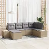 Image de Ensemble de Canapé de Jardin 6 Pièces avec Coussins Beige Rattan PE