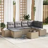 Image de Ensemble de canapé de jardin de 7 pièces avec coussins en rotin synthétique noir