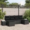 Image de Ensemble de Canapés de Jardin 6 Pièces avec Coussins Noir Rattan Poly