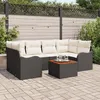 Image de Ensemble de Canapés de Jardin 7 pièces avec Coussins Noir en Poly Rattan Acacia 3356073