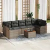Image de Ensemble de Canapés de Jardin 8 pièces avec Coussins Gris Poly Rattan Acacia, Canapé de Jardin 2 Places avec Rangement & 3356088