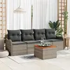Image de Ensemble de Sofa de Jardin de 5 Pièces avec Coussins Gris en Rattan Poly Acacia, Sofa de Jardin 2 Places avec Rangement et 3356179