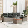 Image de Ensemble de canapé de jardin 6 pièces avec coussins Gris Poly Rotin Acacia, Canapé de jardin 2 places avec rangement 3356235