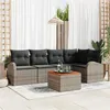 Image de vidaXL Ensemble de canapé de jardin 6 pièces avec coussins gris en rotin synthétique Acacia 3356249