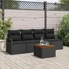 Image de Ensemble de canapé de jardin 5 pièces noir en poly rattan et acacia avec coussins, Canapé de jardin 2 places noir 3356308
