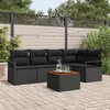 Image de Ensemble de Canapés 6 Pièces avec Coussins Noir Rotin Acacia, Canapé 2 Places avec Rangement et Coussins Noir Rotin 3356378