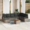 Image de Ensemble de canapé de jardin 9 pièces avec coussins gris en rotin synthétique acacia 3356410