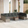 Image de Ensemble de Canapé de Jardin 11 Pièces avec Coussins Gris Rattan Acacia, Canapé de Jardin 2 Places avec Rangement & Coussins Gr