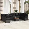 Image de vidaXL Ensemble de canapé de jardin 11 pcs Noir, Canapé moderne pour jardin et terrasse, pieds réglables, résistant aux UV, 3356427