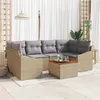 Image de Ensemble de Canapés de Jardin 7 Pièces avec Coussins Beige Rattan Acacia