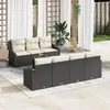 Image de Canapés de Jardin 8 Pièces avec Coussins Noir en Rattan Acacia