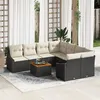 Image de Ensemble de canapé de jardin 9 pièces avec coussins noir en poly rattan
