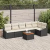 Image de vidaXL Ensemble de Canapés de Jardin 7 Pièces avec Coussins Noir Poly Rattan Acacia 3356507