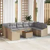 Image de Canapés Jardin 10 Pièces avec Coussins Beige Rattan Acacia