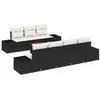 Image de Ensemble de Canapés de Jardin 8 Pièces avec Coussins Noir Poly Rattan Acacia