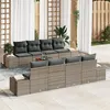 Image de Ensemble de Canapé de Jardin 7 Pièces avec Coussins Gris en Rotin Poly