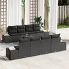 Image de Ensemble de Canapé de Jardin 7 Pièces avec Oreillers Noir Poly Rattan