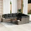 Image de Ensemble de canapé de jardin de 9 pièces avec coussins Gris Poly Rattan Acacia