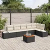 Image de vidaXL Ensemble de canapés de jardin 7 pièces avec coussins Noir Poly Rattan Acacia 3356633