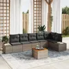 Image de Salon de jardin modulable vidaxl rotin gris 7 pieces 55 x 55 cm
