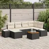 Image de vidaXL Ensemble de Canapés de Jardin de 7 Pièces avec Coussins Noir Poly Rattan Acacia 3356647