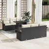 Image de Ensemble de canapé de jardin de 7 pièces avec coussins en rattan poly noir, Sofa de jardin 2 places avec rangement et coussins