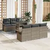 Image de Ensemble de Canapé de Jardin de 7 pièces avec Coussins Gris en Rattan Poly, Canapé de Jardin de 2 Places avec Rangement et Cous