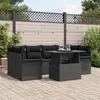 Image de Set de canapé de jardin vidaXL 7 pièces avec coussins Rotin Poly Noir, Canapé de jardin 2 places vidaXL avec rangement 3356956